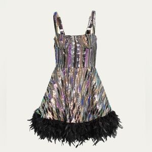 NWT Bronx and Banco Mademoiselle Feather Mini Dress SZ M